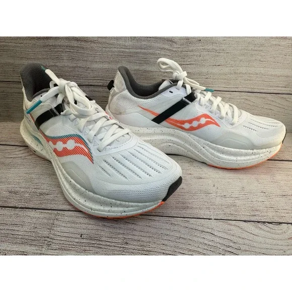 Saucony Tempus Running Shoes Mens Size 7.5 White/ViZiOrange Athletic GREAT SHAPE - Picture 1 of 13